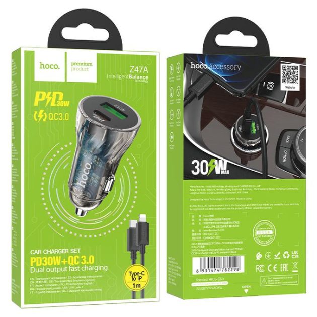 شاحن السيارة الذكي PD30W + QC3.0